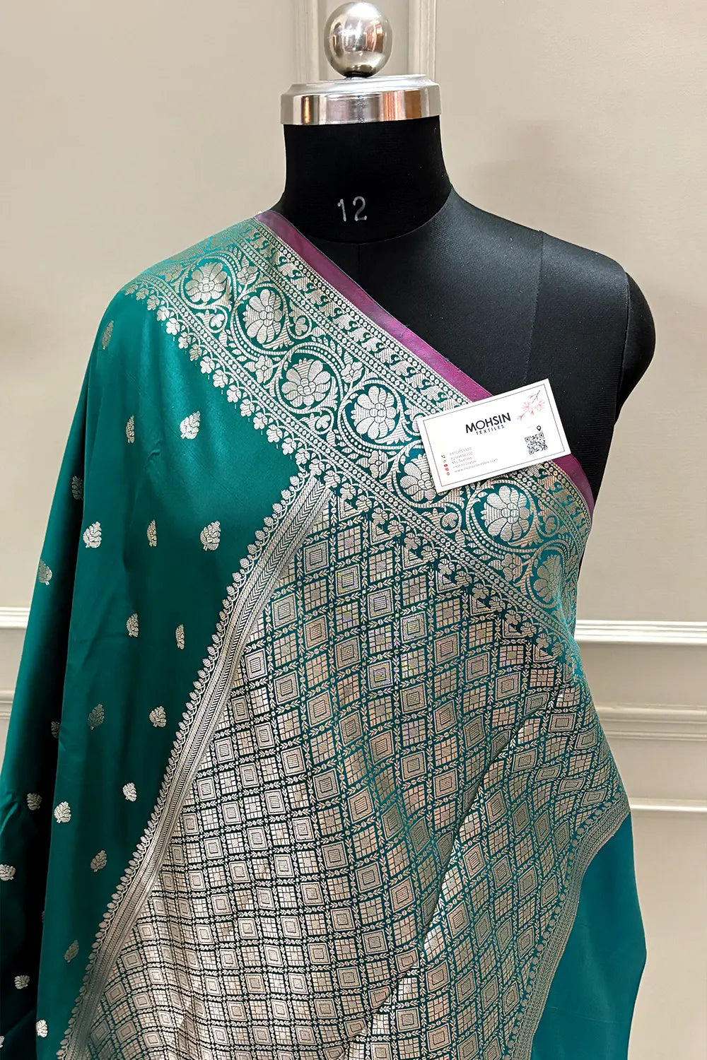 Teal Zari Banarasi Silk Saree