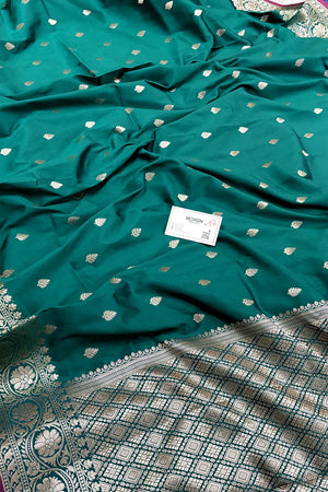 Teal Zari Banarasi Silk Saree