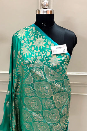 Teal Zari Banarasi Silk Saree