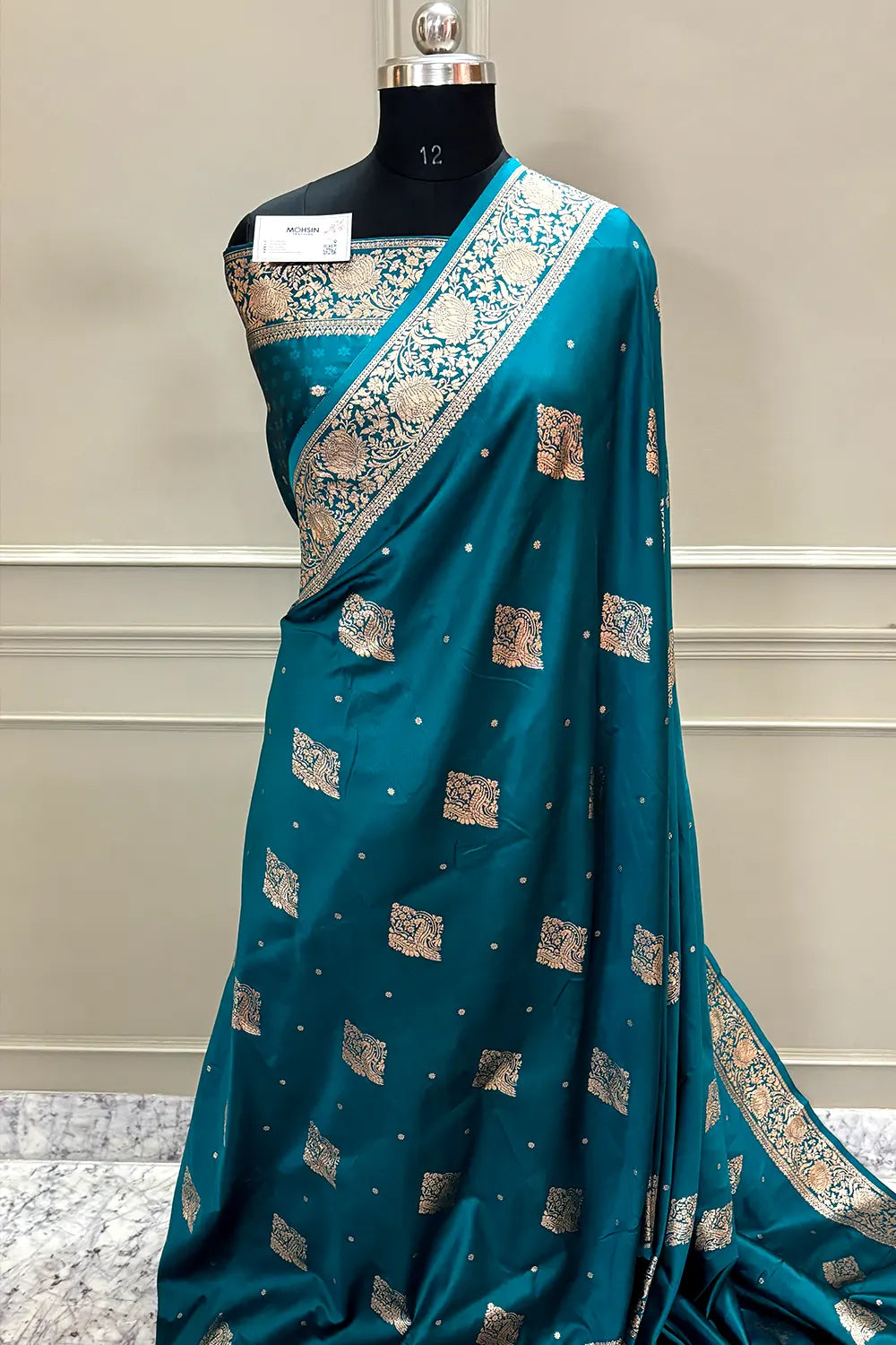 Teal Zari Banarasi Silk Saree