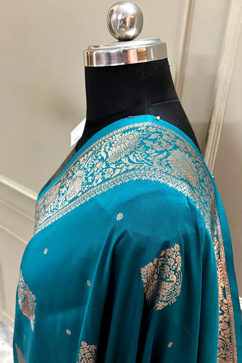 Teal Zari Banarasi Silk Saree