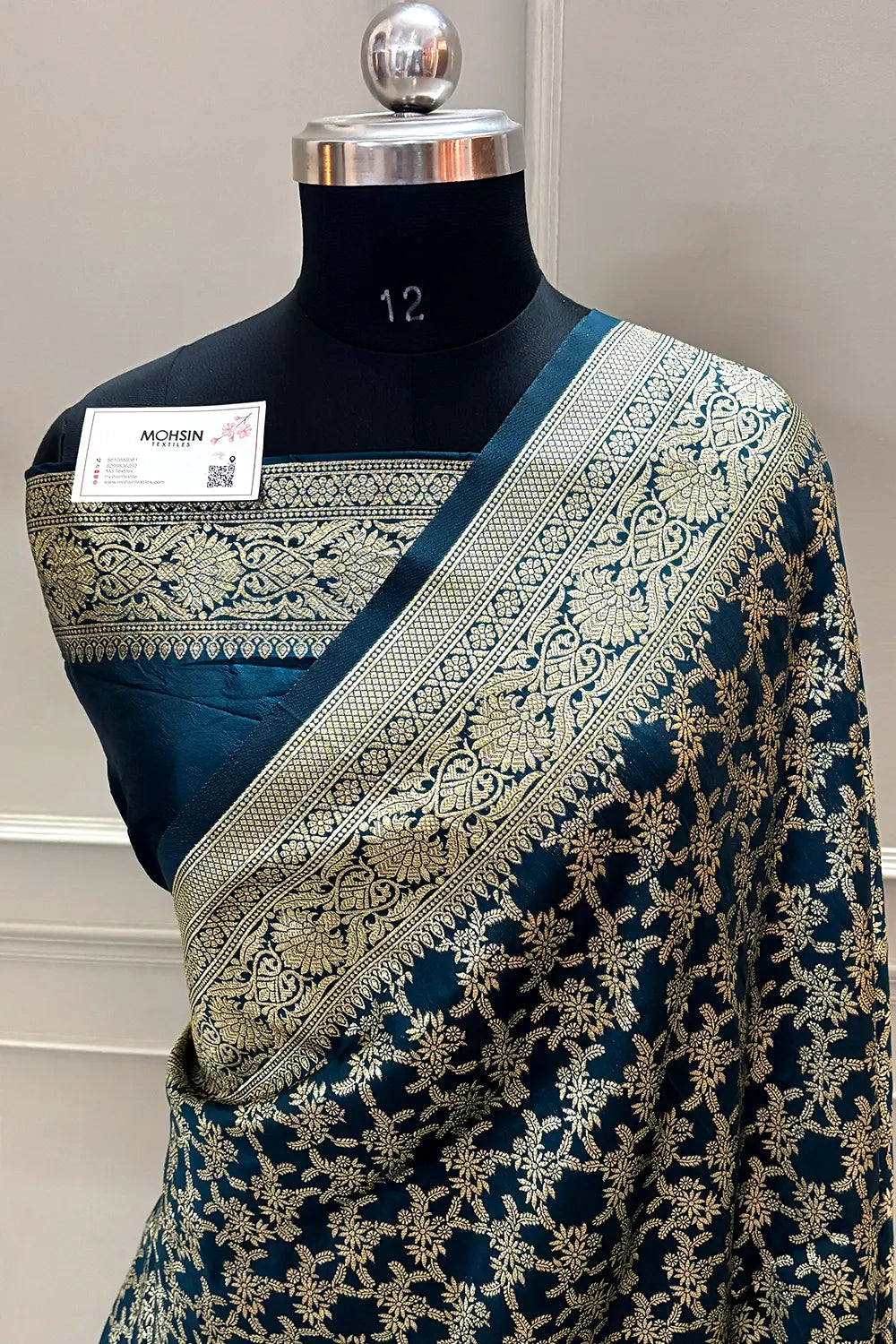 Teal Zari Banarasi Silk Saree