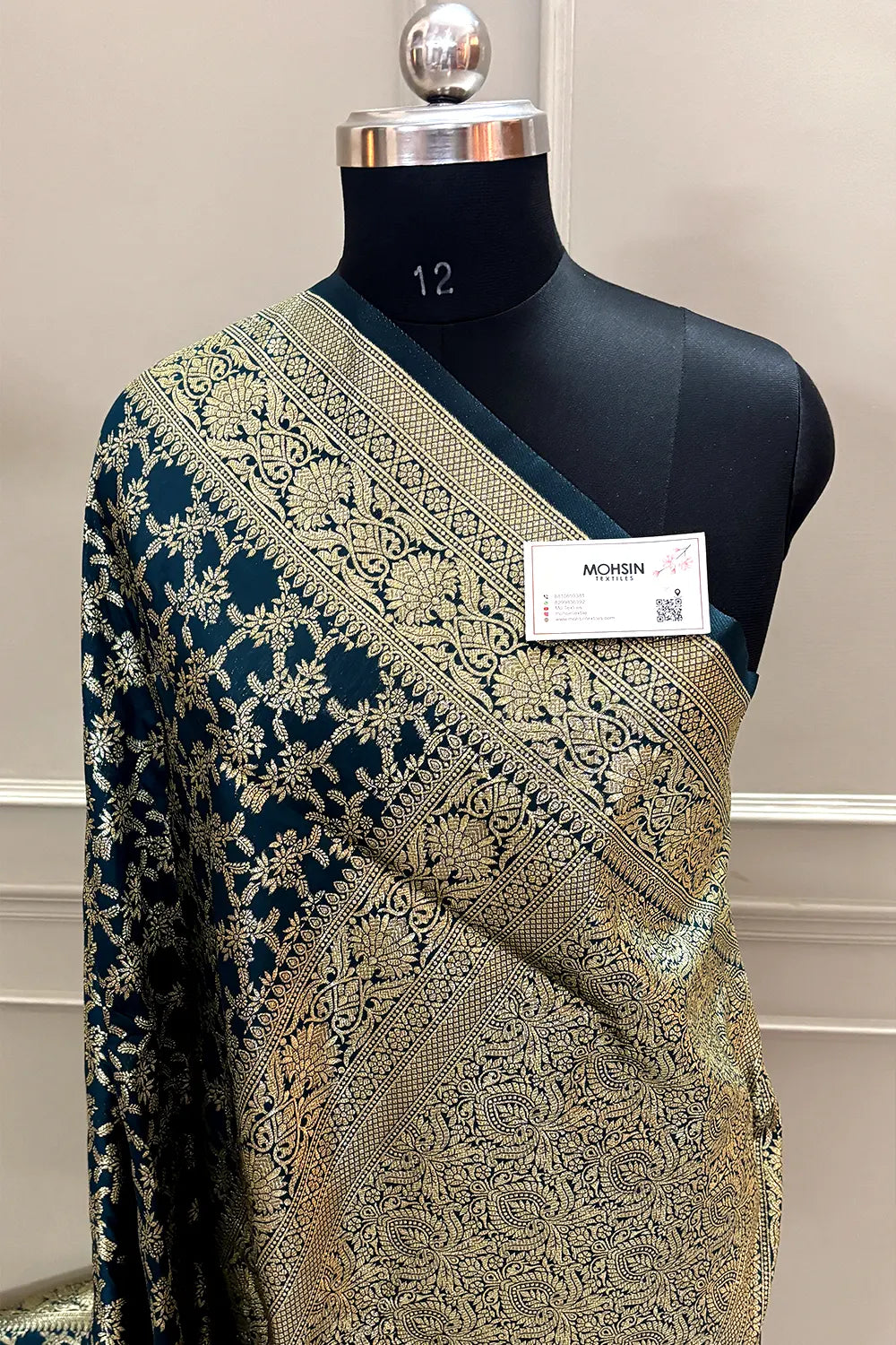 Teal Zari Banarasi Silk Saree