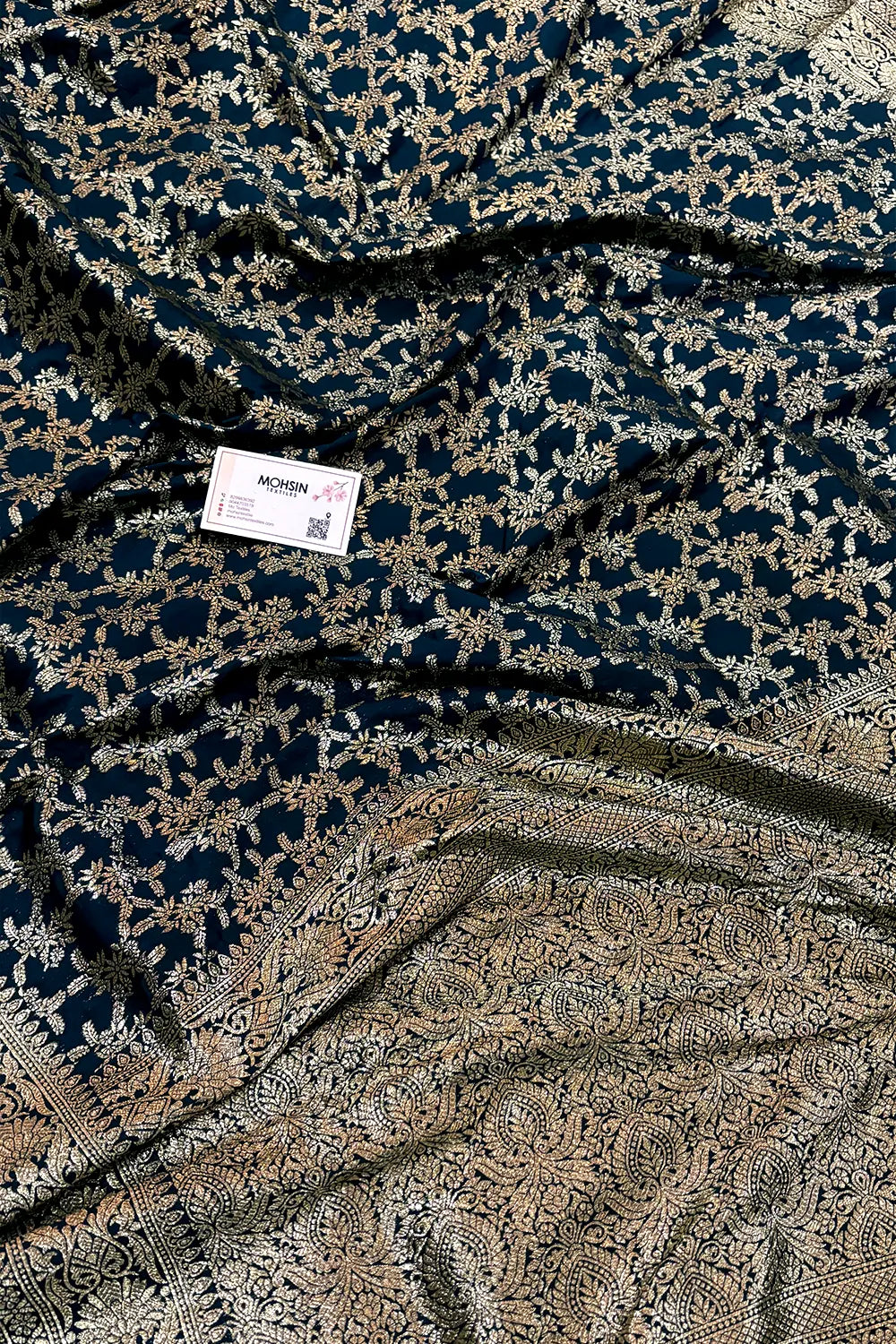 Teal Zari Banarasi Silk Saree