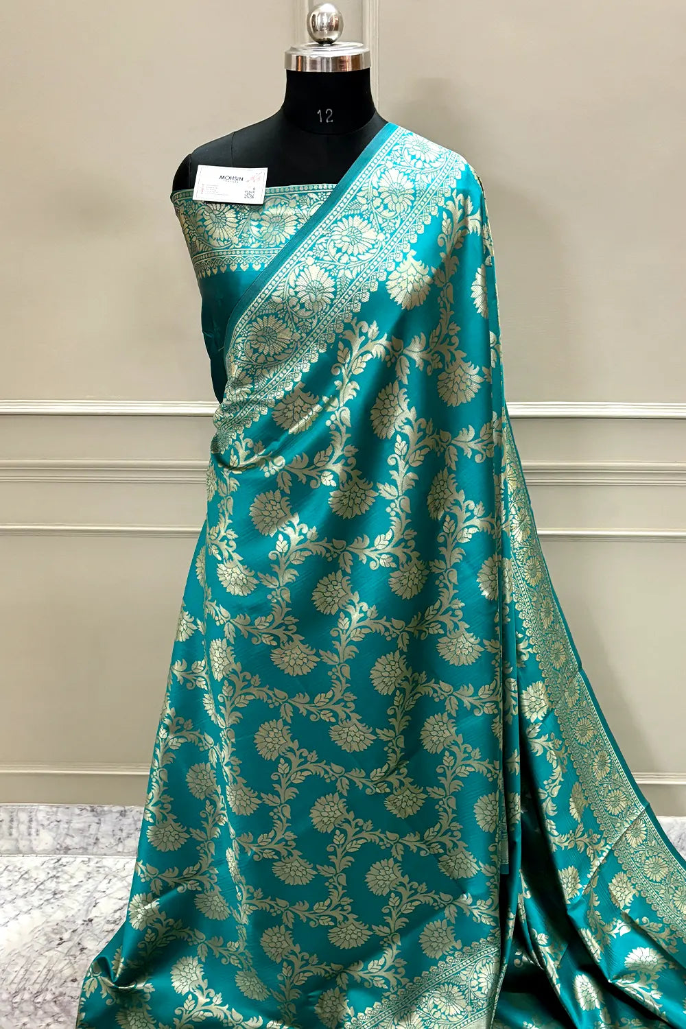Teal Zari Banarasi Silk Saree