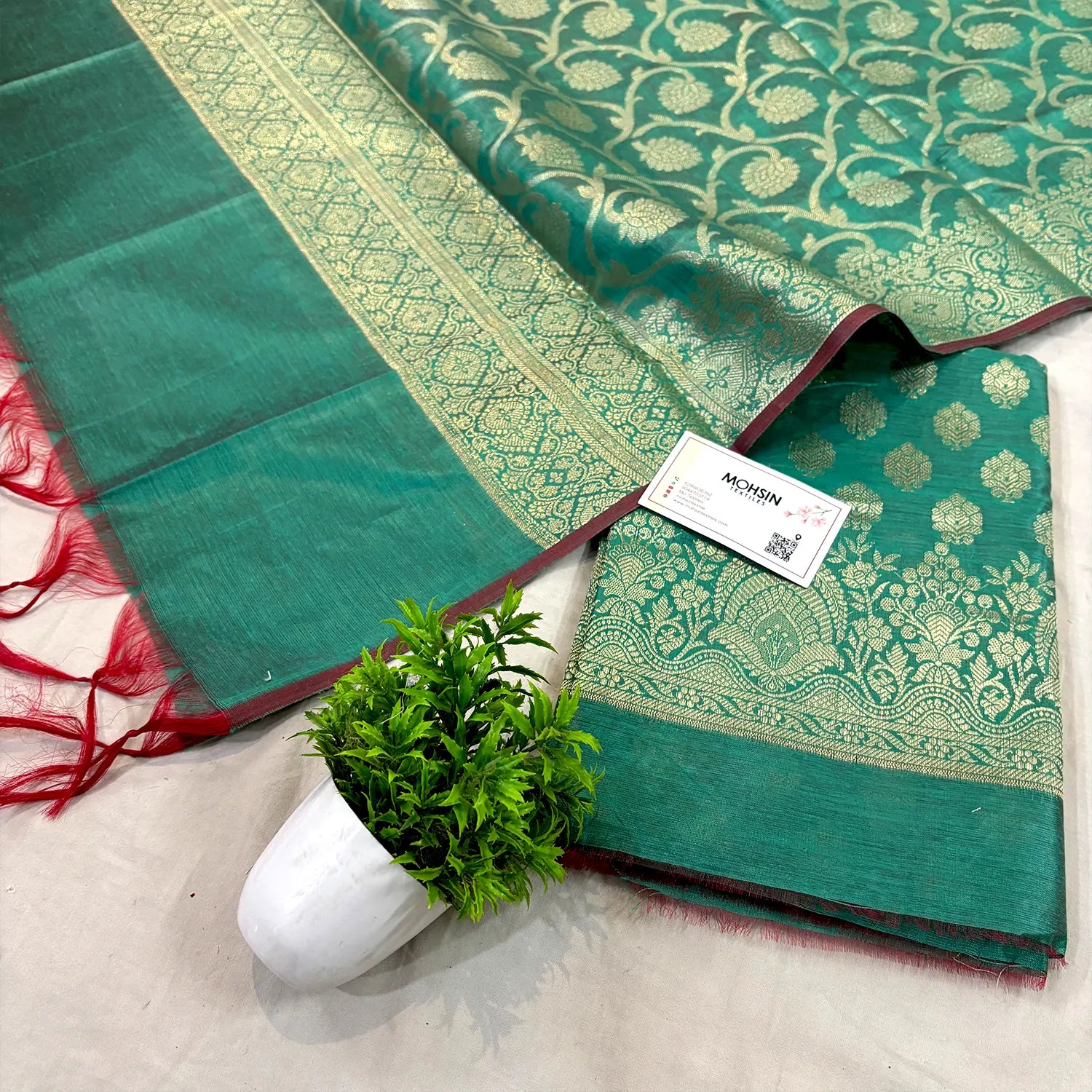 Teal Persian Buti Banarasi Silk Suit