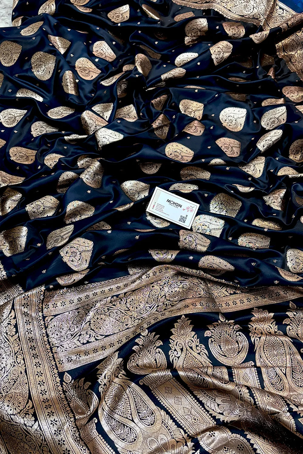 Teal Zari Katan Silk Banarasi Saree 