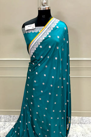 Teal Zari Katan Silk Banarasi Saree