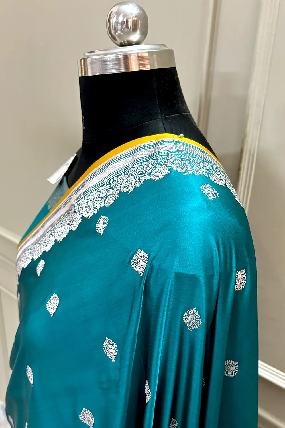 Teal Zari Katan Silk Banarasi Saree