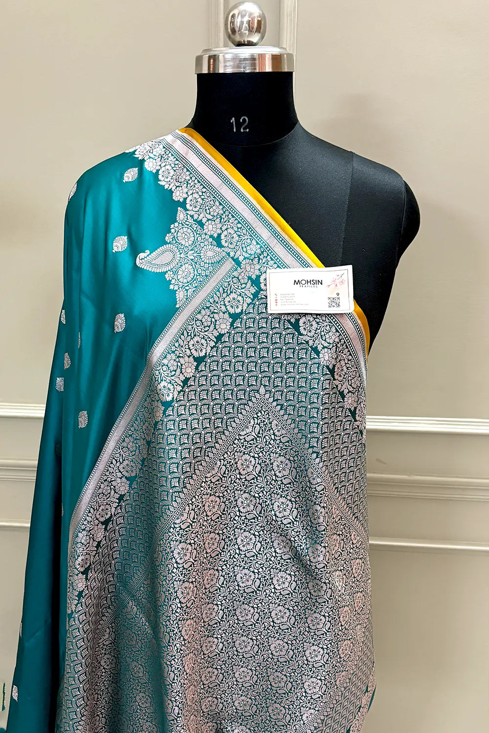 Teal Zari Katan Silk Banarasi Saree