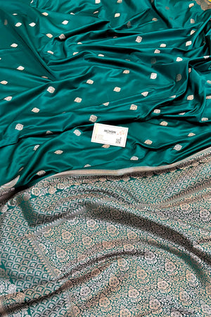 Teal Zari Katan Silk Banarasi Saree
