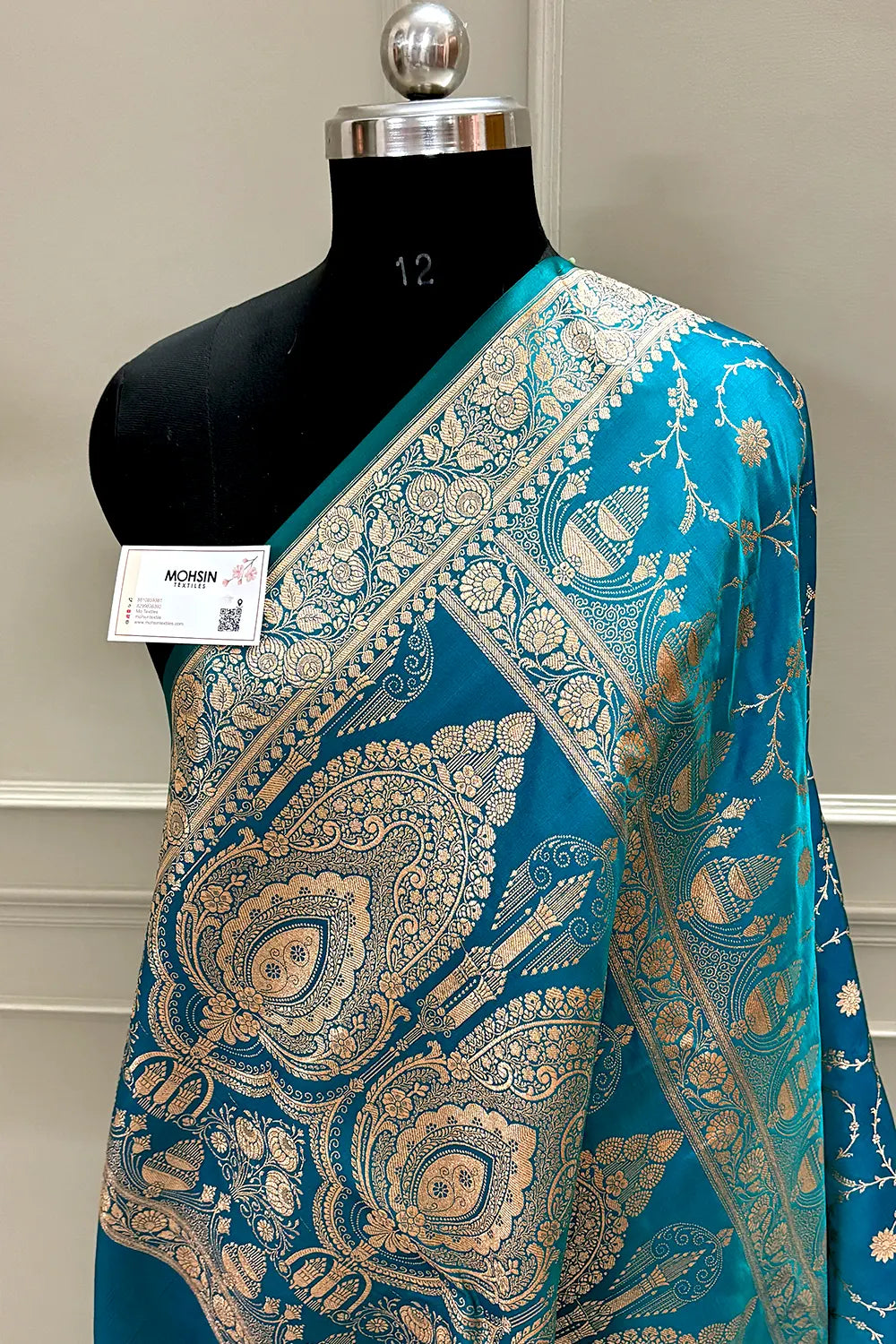Teal Zari Katan Silk Banarasi Saree