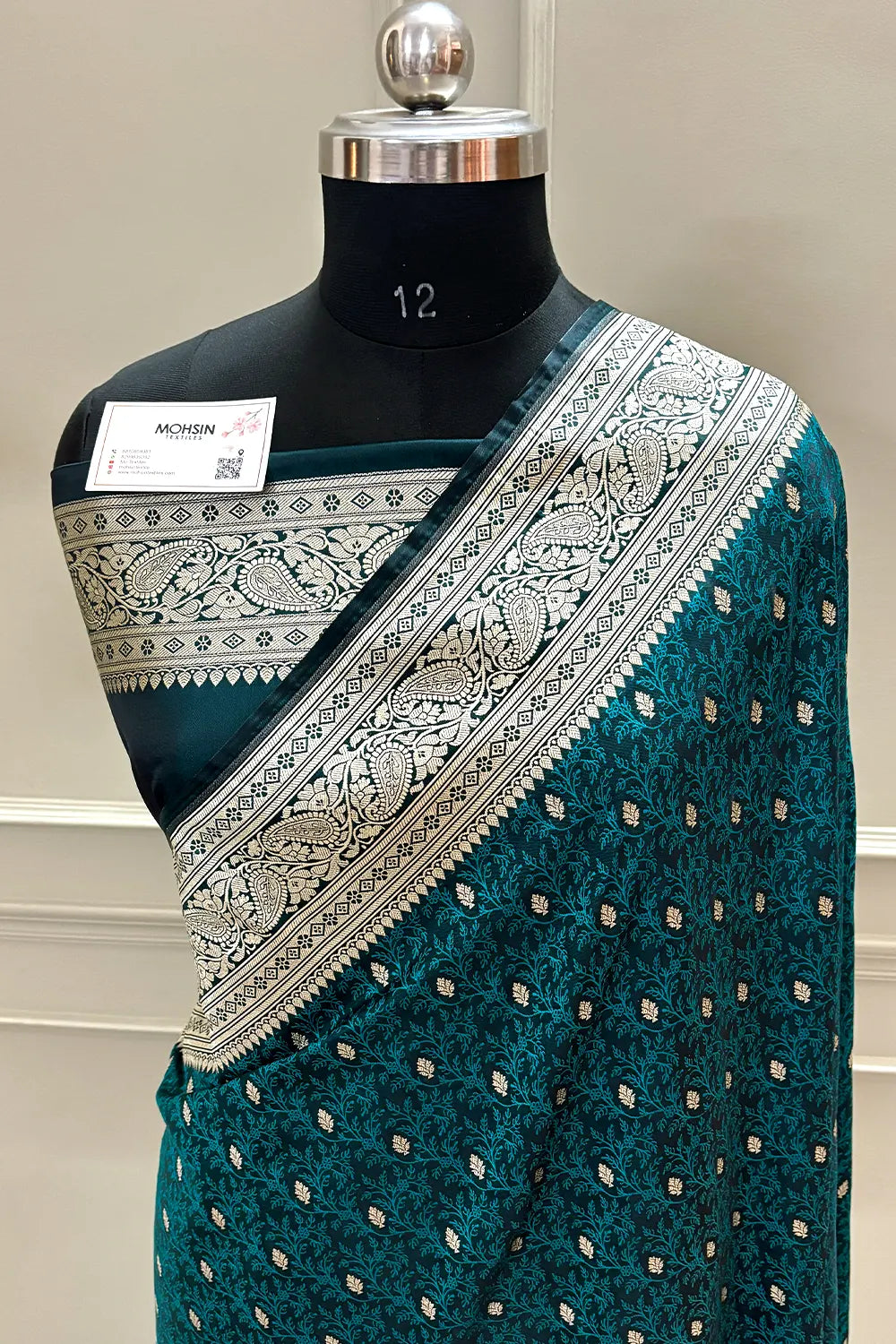 Teal Zari Katan Silk Banarasi Saree