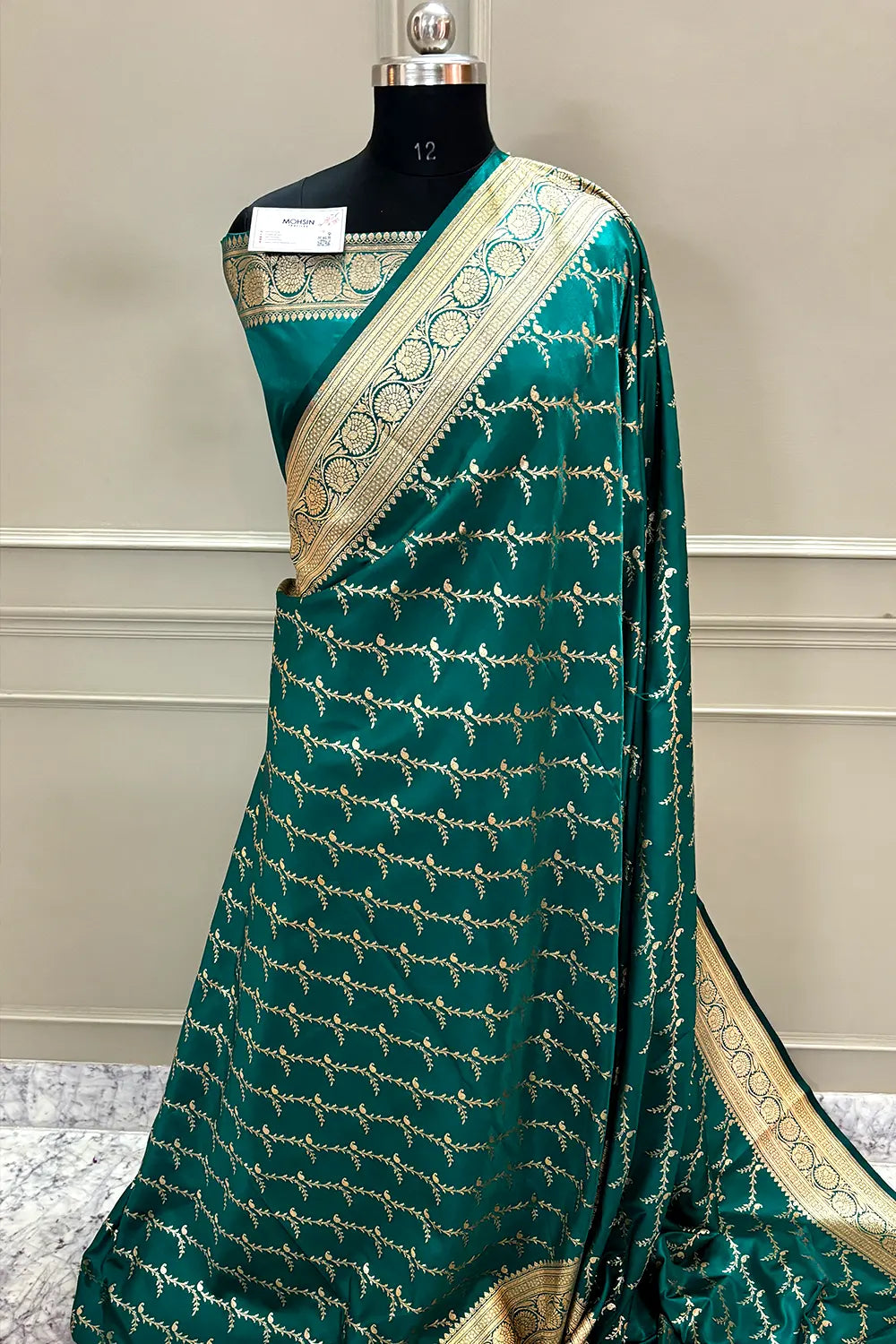 Teal Zari Katan Silk Banarasi Saree