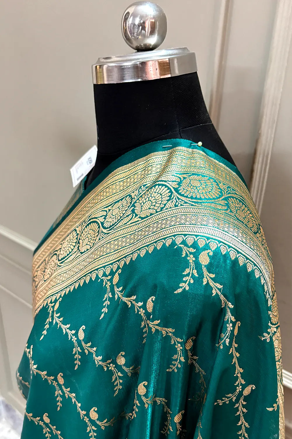 Teal Zari Katan Silk Banarasi Saree
