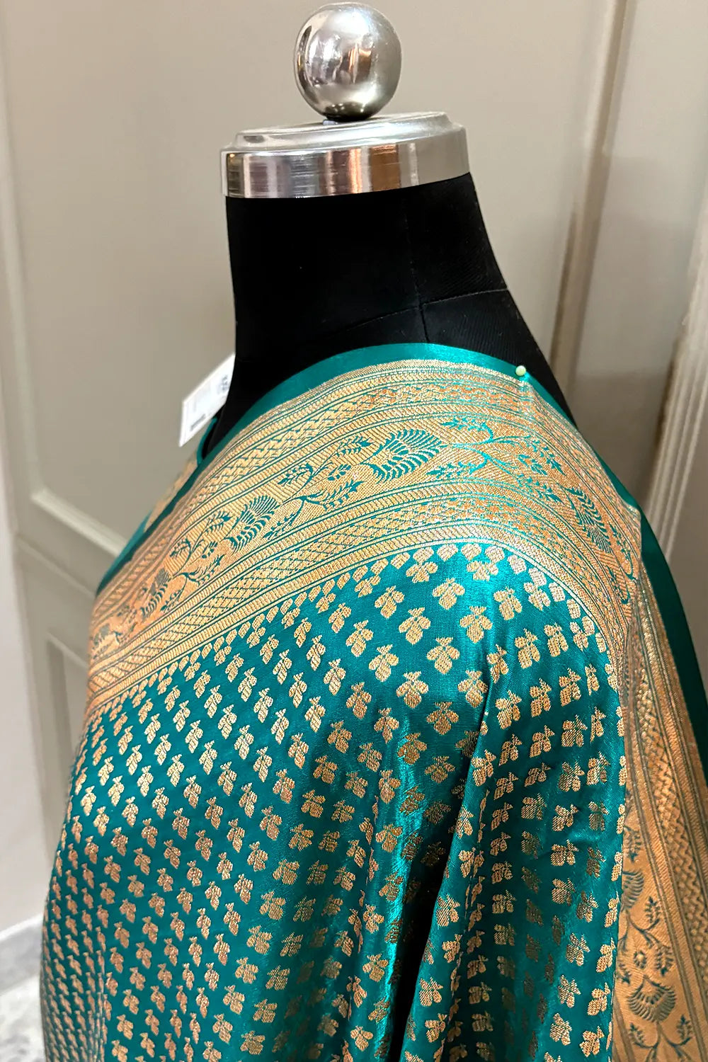 Teal Zari Katan Silk Banarasi Saree