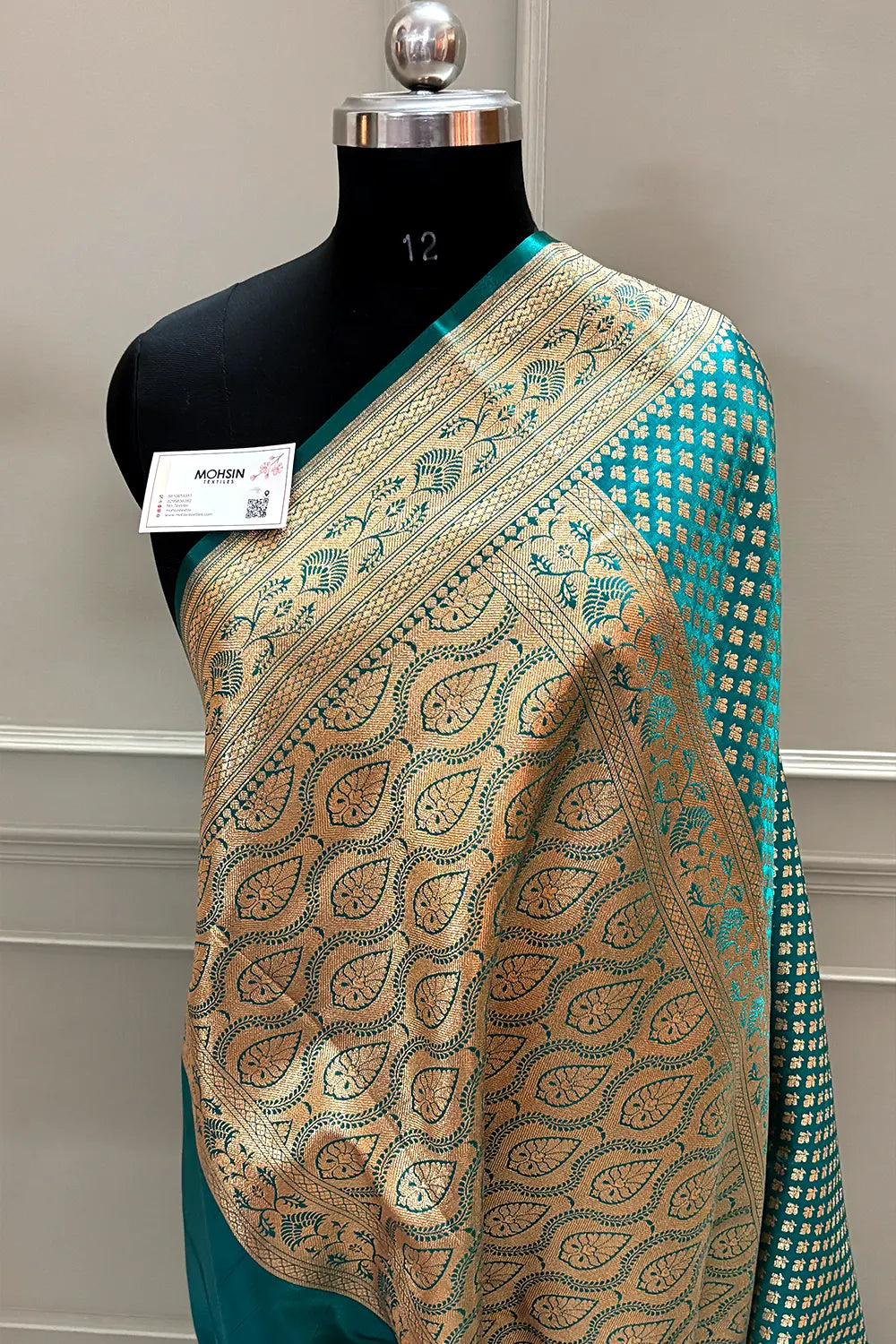 Teal Zari Katan Silk Banarasi Saree