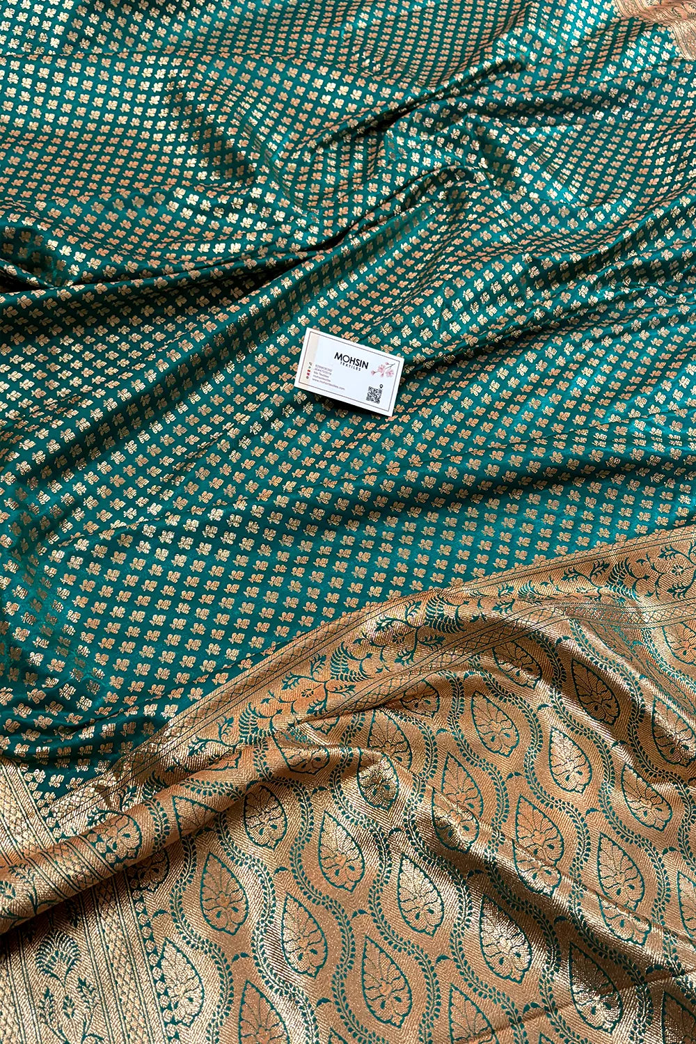 Teal Zari Katan Silk Banarasi Saree
