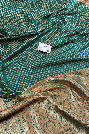 Teal Zari Katan Silk Banarasi Saree