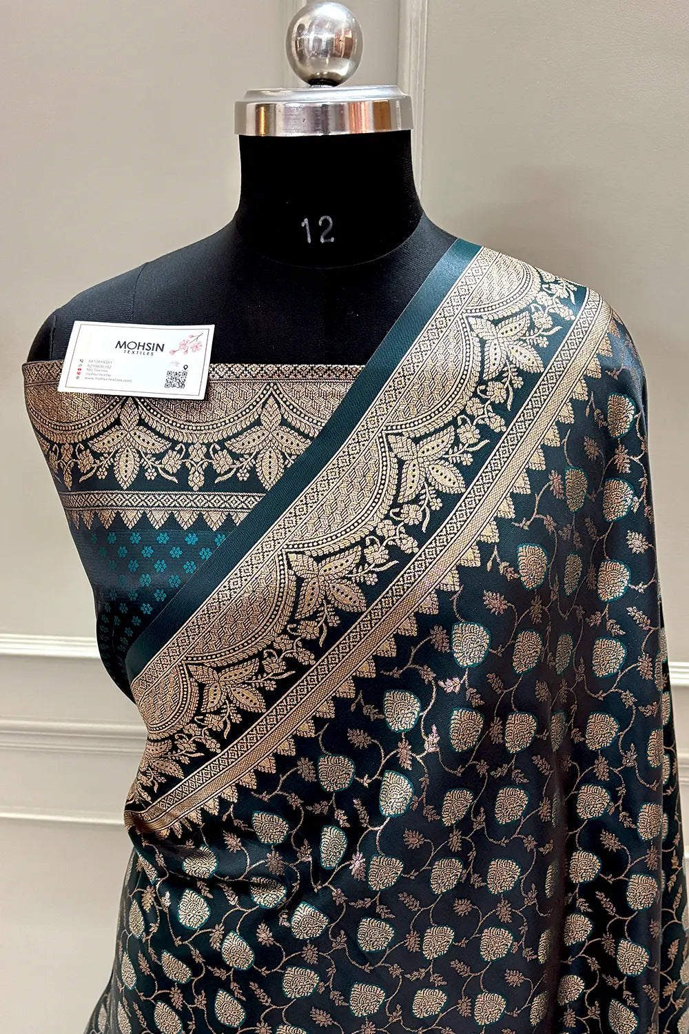 Teal Zari Katan Silk Banarasi Saree