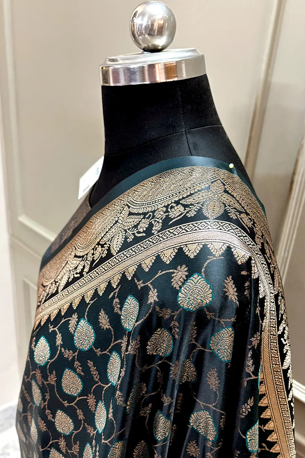 Teal Zari Katan Silk Banarasi Saree