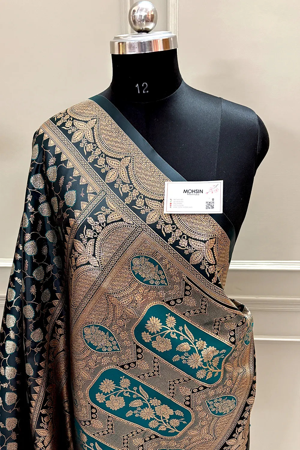 Teal Zari Katan Silk Banarasi Saree