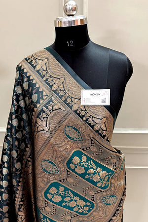 Teal Zari Katan Silk Banarasi Saree