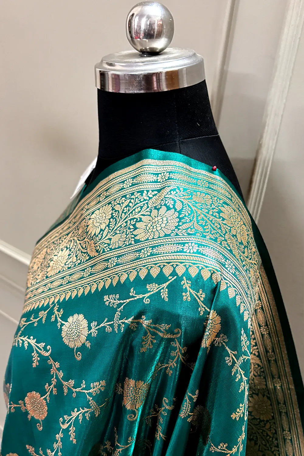 Teal Zari Katan Silk Banarasi Saree