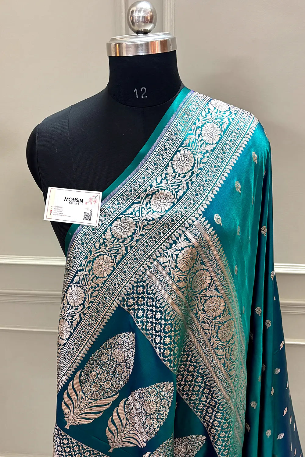 Teal Zari Katan Silk Banarasi Saree