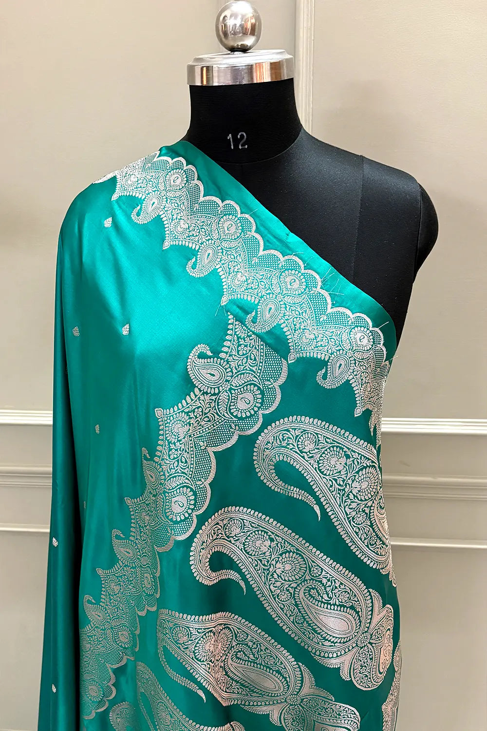 Teal Zari Katan Silk Banarasi Saree