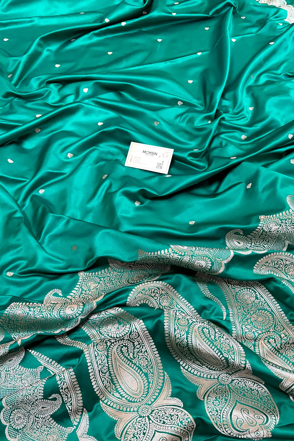 Teal Zari Katan Silk Banarasi Saree