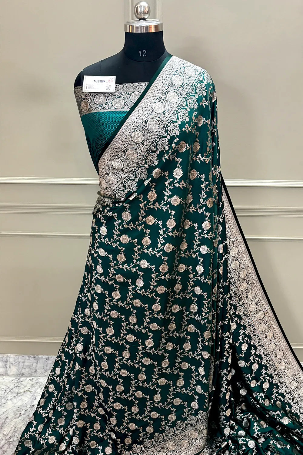 Teal Zari Katan Silk Banarasi Saree