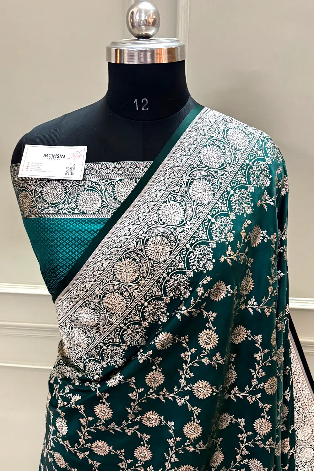 Teal Zari Katan Silk Banarasi Saree