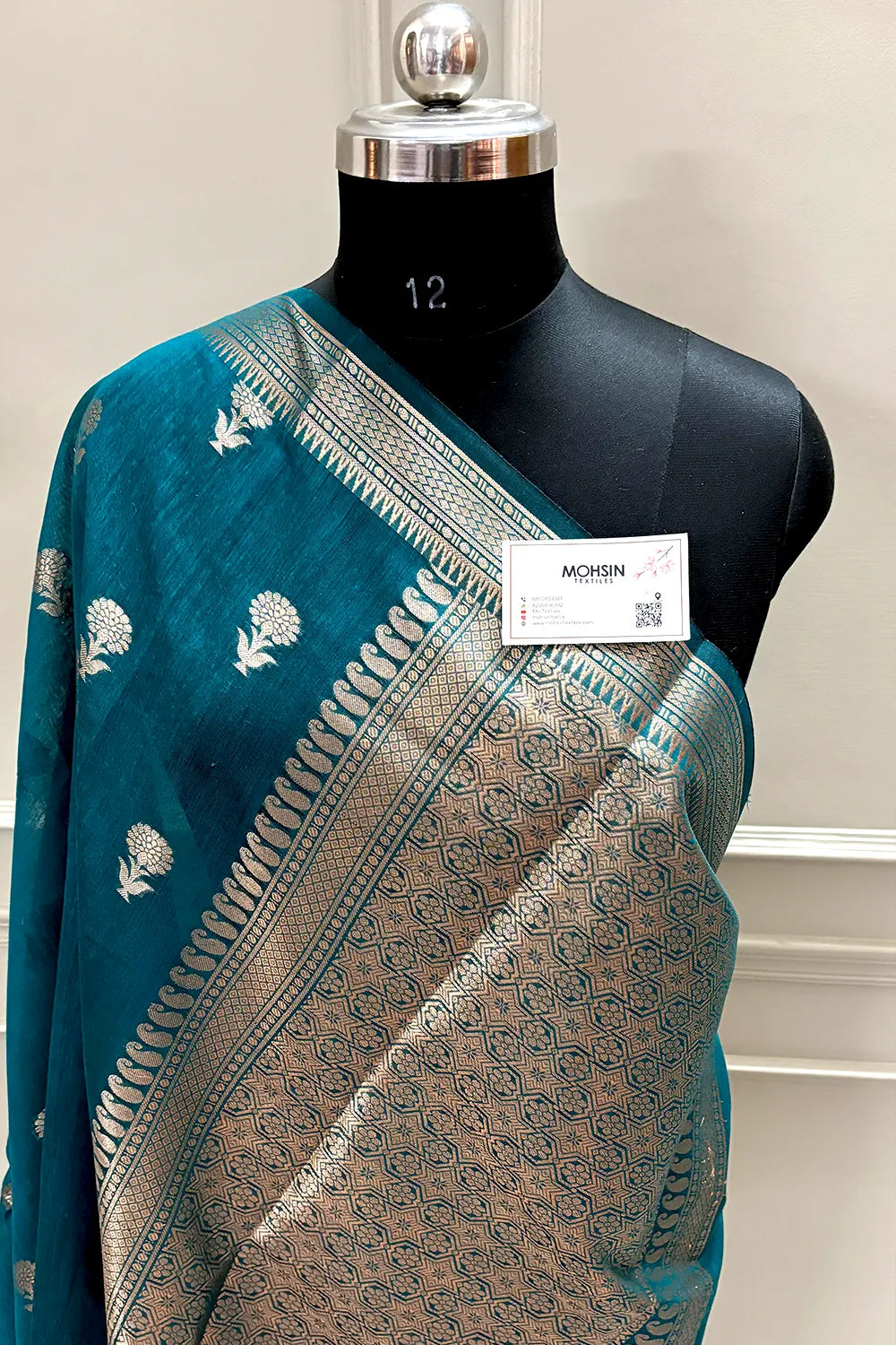 Teal Zari Resham Banarasi Silk Saree