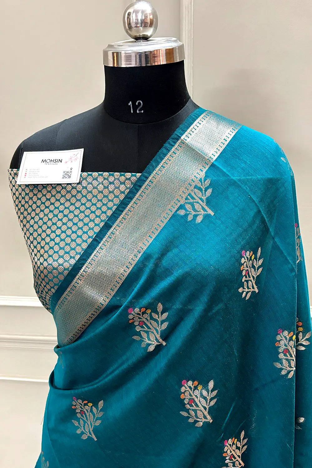 Teal Zari Resham Banarasi Silk Saree