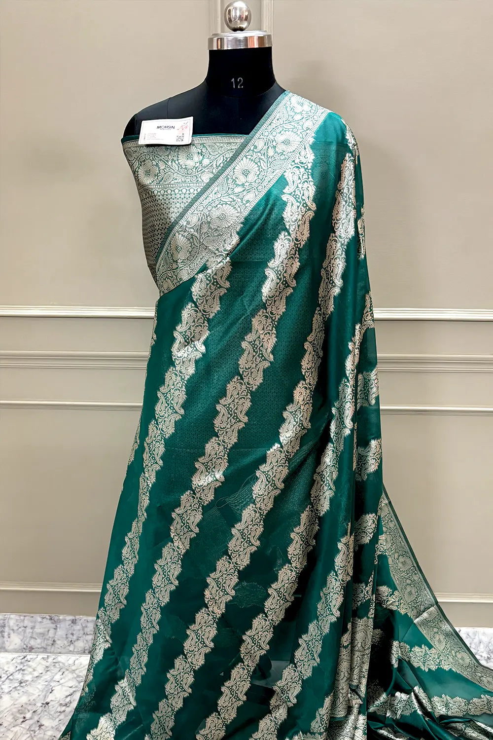 Teal Zari Silk Banarasi Saree