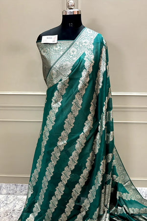 Teal Zari Silk Banarasi Saree