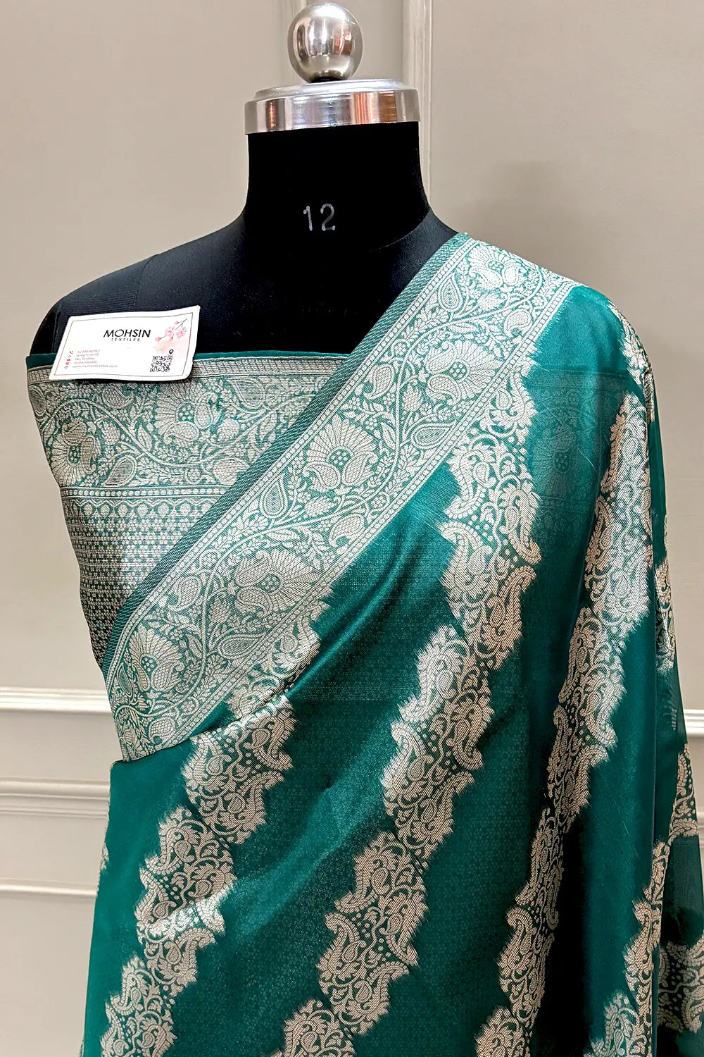 Teal Zari Silk Banarasi Saree