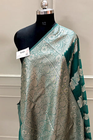 Teal Zari Silk Banarasi Saree