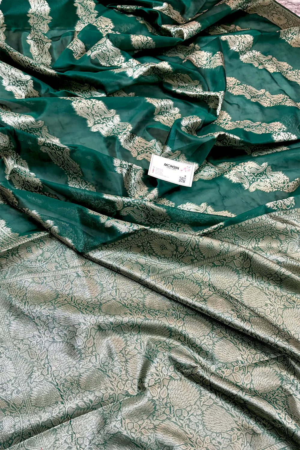 Teal Zari Silk Banarasi Saree