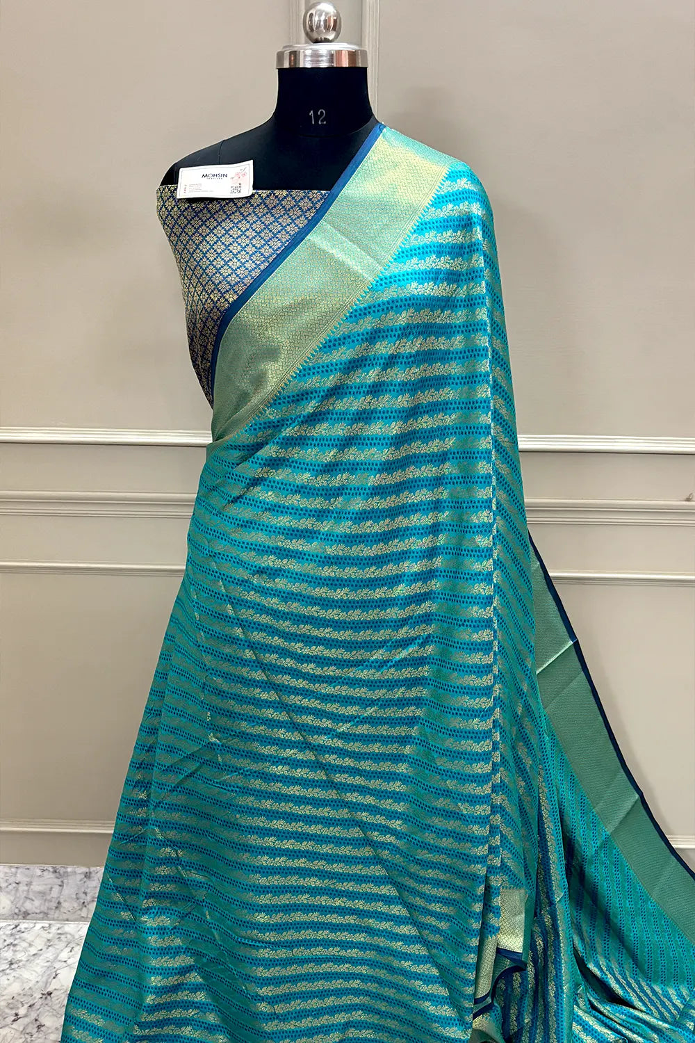 Teal Zari Silk Banarasi Saree