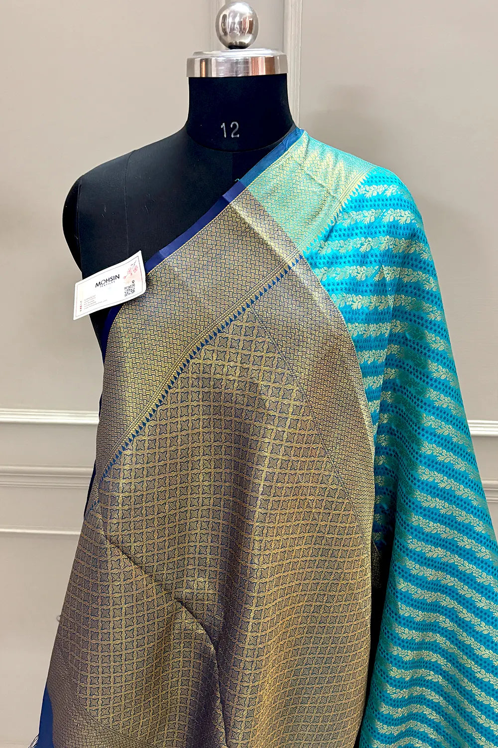 Teal Zari Silk Banarasi Saree