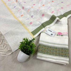 White Resham Banarasi Silk Suit