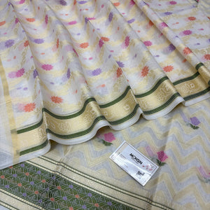White Resham Banarasi Silk Suit