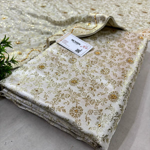 White Stone Work Kimkhab Silk Banarasi Gharara