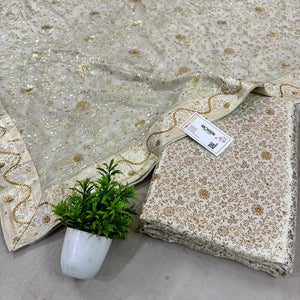 White Stone Work Kimkhab Silk Banarasi Gharara