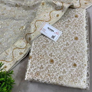 White Stone Work Kimkhab Silk Banarasi Gharara