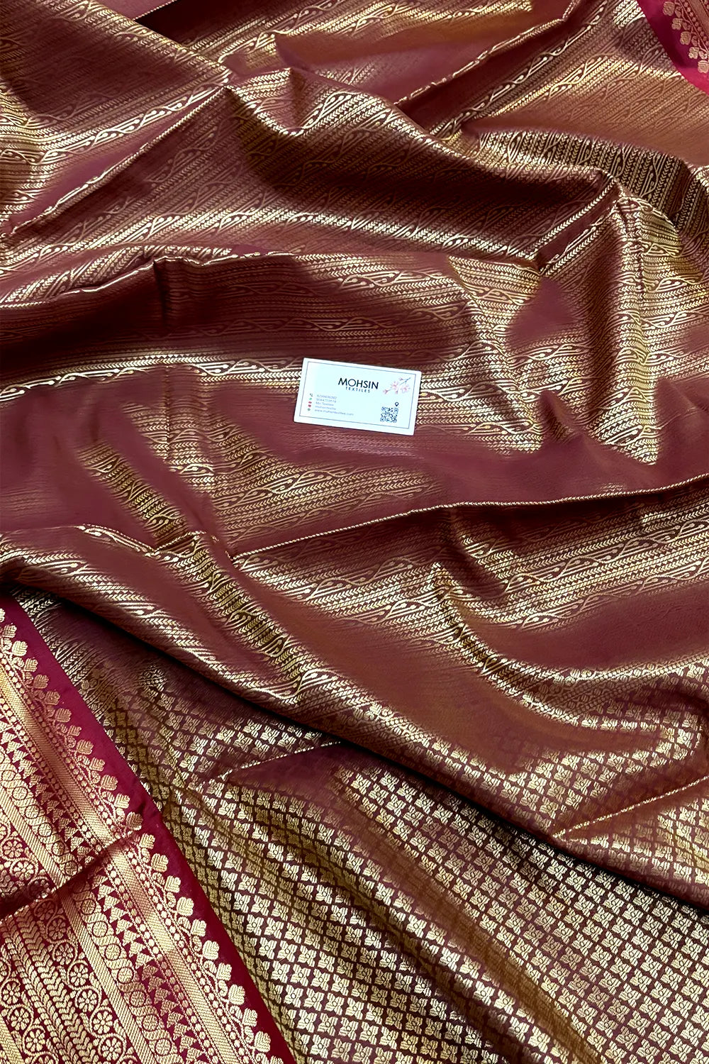 Wine and Maroon Tissue Silk Banarasi Saree