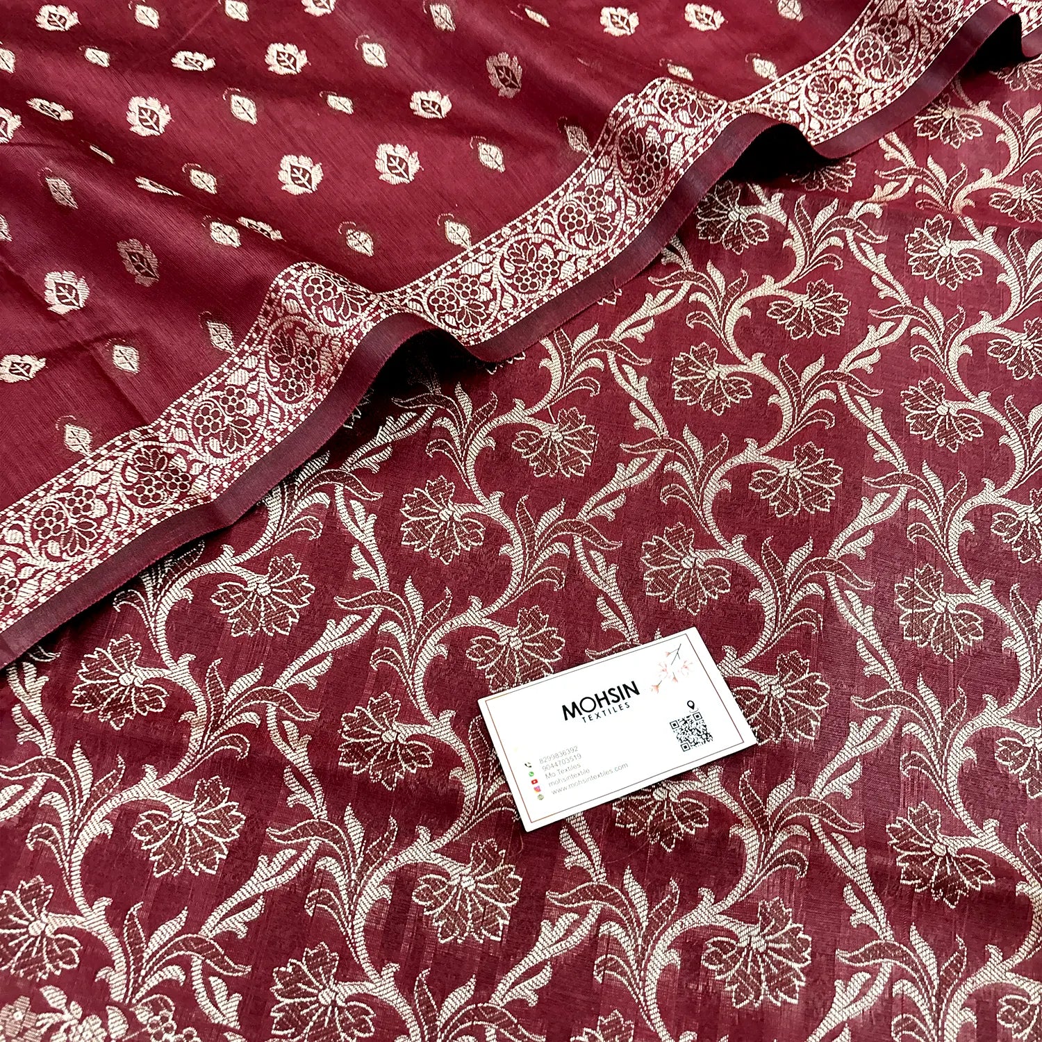 Wine Angoori Jaal Cotton Silk Banarasi Suit