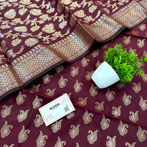 Wine Chirag Buti Satin Silk Banarasi Suit